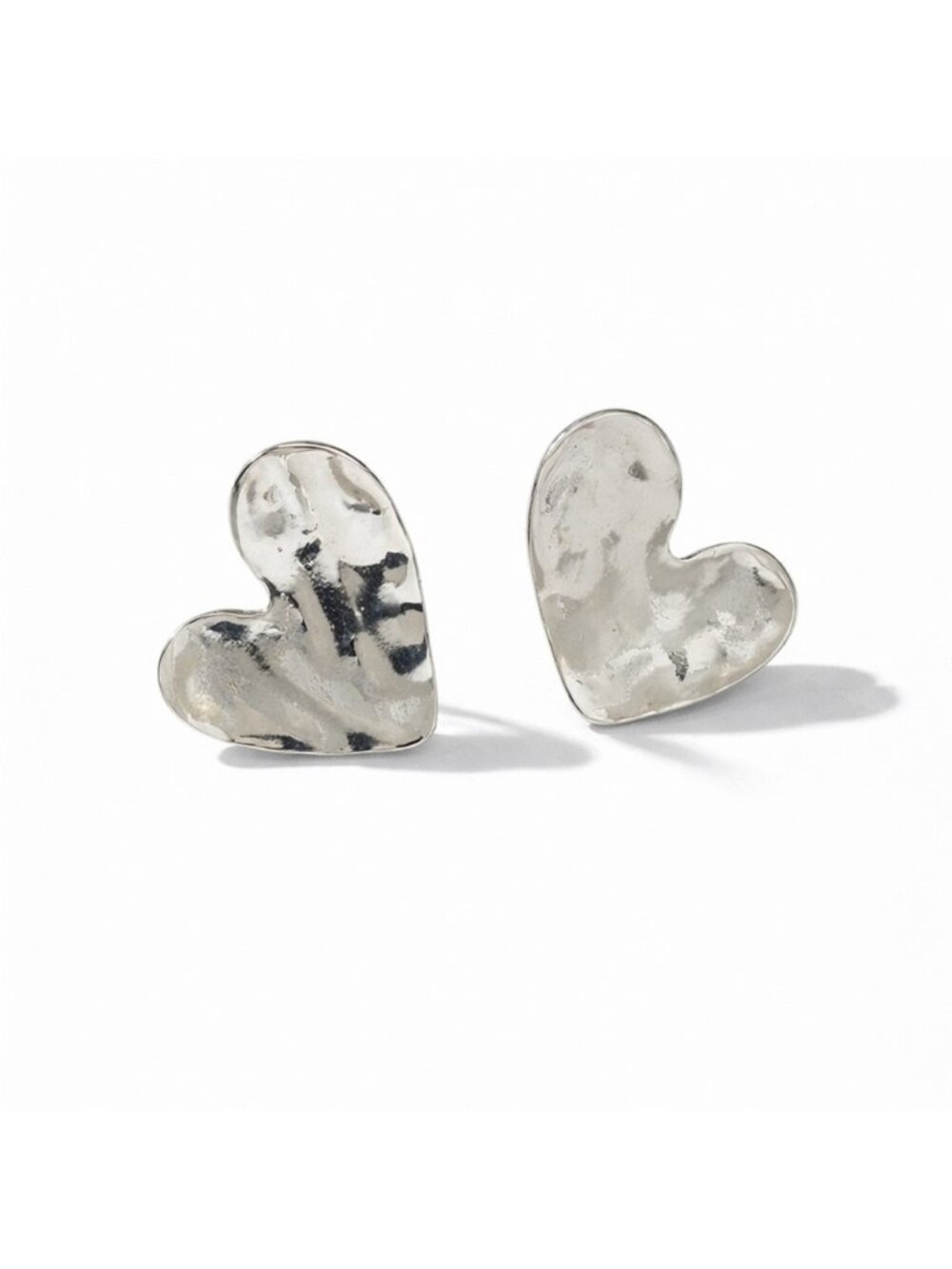 New! Silver Hammered Heart Post Earrings NWOT